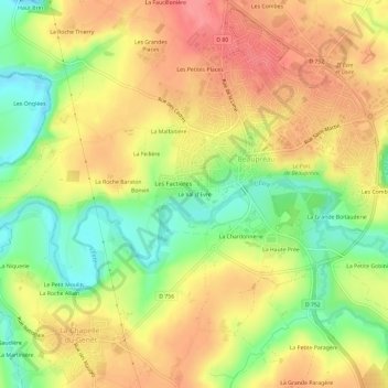 Le Val d'Evre topographic map, elevation, terrain