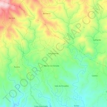 Estorninhos topographic map, elevation, terrain