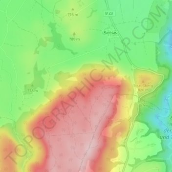Schnaidberg topographic map, elevation, terrain