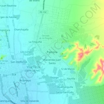 Parcona topographic map, elevation, terrain