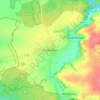 Dolsenhain topographic map, elevation, terrain
