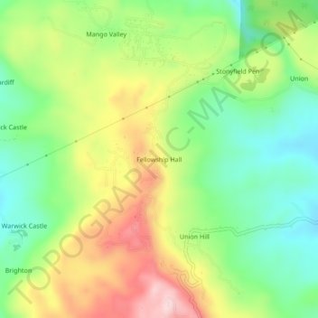 Fellowship Hall topographic map, elevation, terrain
