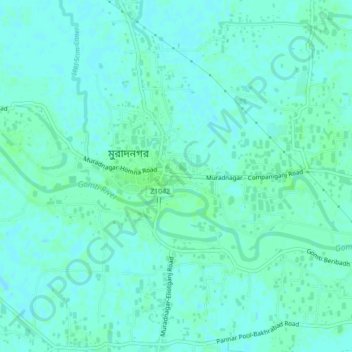 Muradnagar topographic map, elevation, terrain