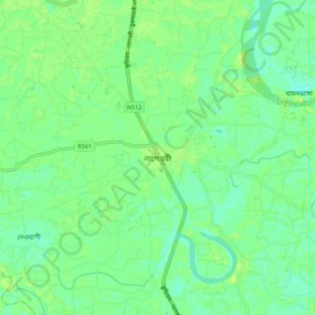 Nageshwari topographic map, elevation, terrain