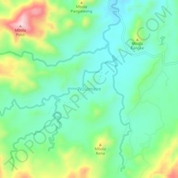 Wolomeze topographic map, elevation, terrain