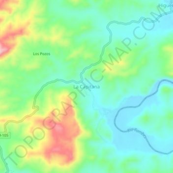 La Capitana topographic map, elevation, terrain
