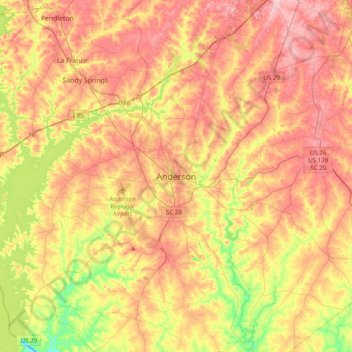Anderson topographic map, elevation, terrain
