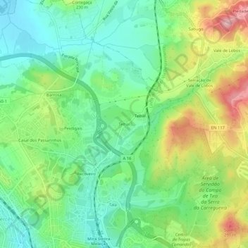 Telhal topographic map, elevation, terrain