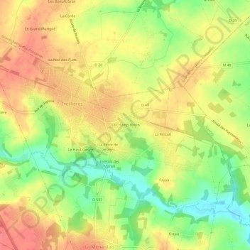 Le Champ Morin topographic map, elevation, terrain