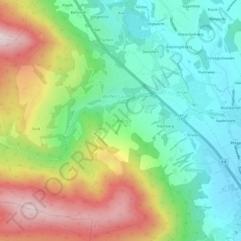 Irlberg topographic map, elevation, terrain