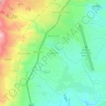 Kavumu topographic map, elevation, terrain