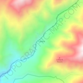 Combia topographic map, elevation, terrain