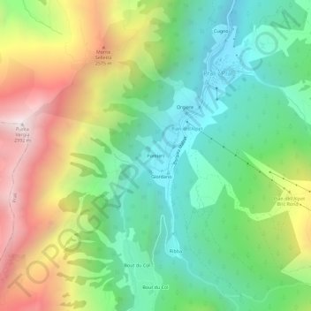 Pomieri topographic map, elevation, terrain