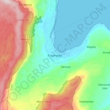 Pasarwajo topographic map, elevation, terrain