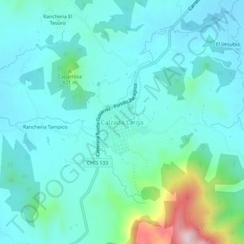 Calzada Larga topographic map, elevation, terrain