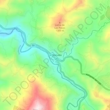 La Manuela topographic map, elevation, terrain