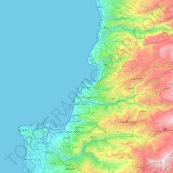 Jounieh topographic map, elevation, terrain