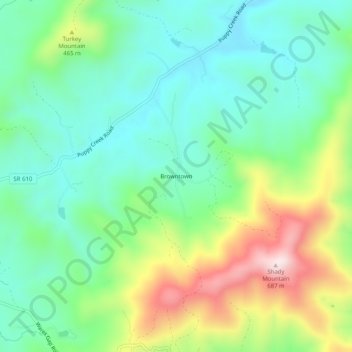 Browntown topographic map, elevation, terrain