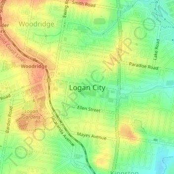 Logan City topographic map, elevation, terrain