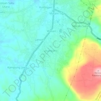 Uluindano topographic map, elevation, terrain
