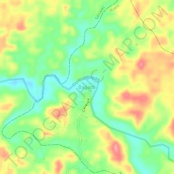 Bagadó topographic map, elevation, terrain