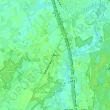 Effen topographic map, elevation, terrain
