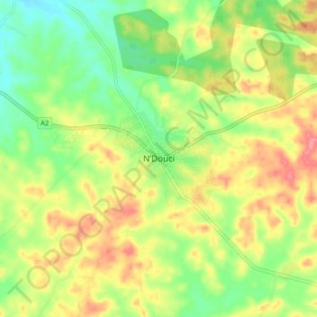 N’Douci topographic map, elevation, terrain