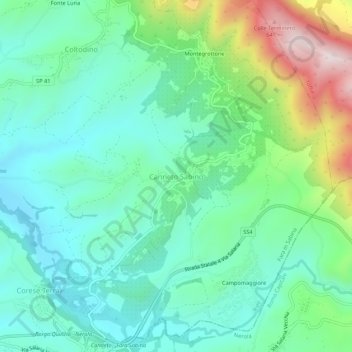 Canneto Sabino topographic map, elevation, terrain