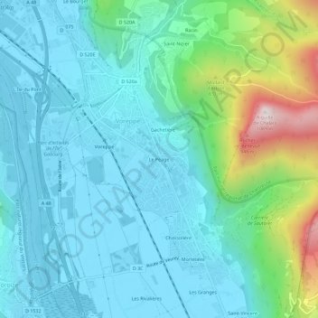 Le Péage topographic map, elevation, terrain