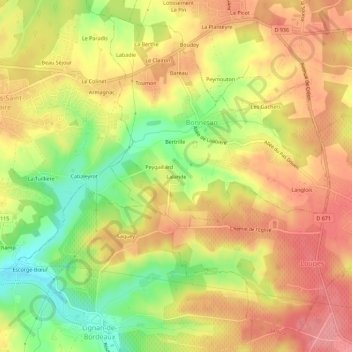 Lalande topographic map, elevation, terrain