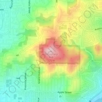 Dictionary Hill topographic map, elevation, terrain