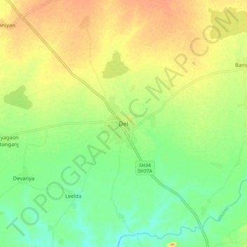 Dei topographic map, elevation, terrain