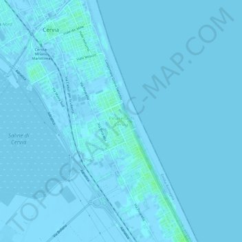 Pinarella di Cervia topographic map, elevation, terrain