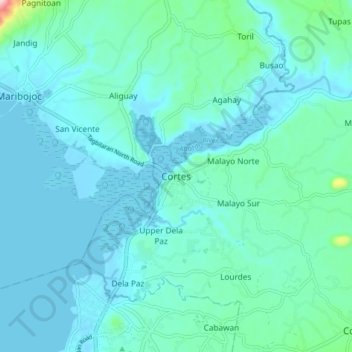 Cortes topographic map, elevation, terrain