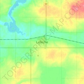 Laflèche topographic map, elevation, terrain