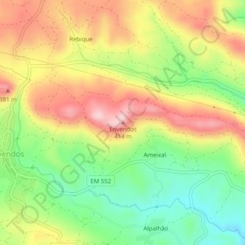 Envendos topographic map, elevation, terrain
