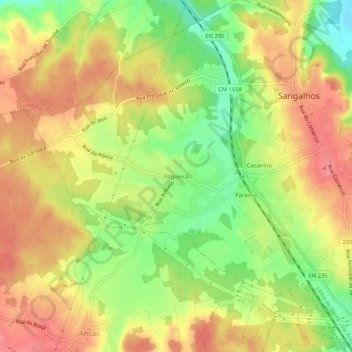 Fogueira topographic map, elevation, terrain