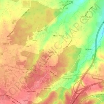 Pero Neto topographic map, elevation, terrain