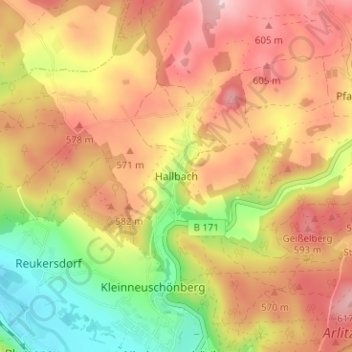 Hallbach topographic map, elevation, terrain