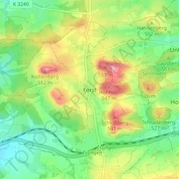 Forst topographic map, elevation, terrain