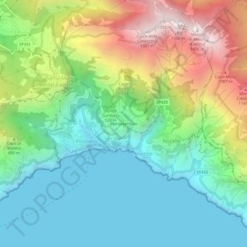 Montepertuso topographic map, elevation, terrain