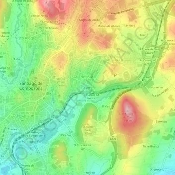 O Vieiro topographic map, elevation, terrain