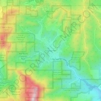 Topanga Park topographic map, elevation, terrain