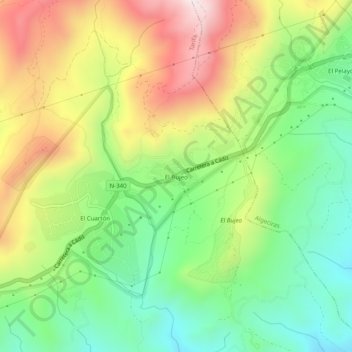 El Bujeo topographic map, elevation, terrain