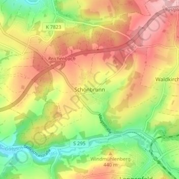 Schönbrunn topographic map, elevation, terrain