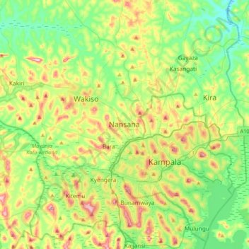 Nansana topographic map, elevation, terrain
