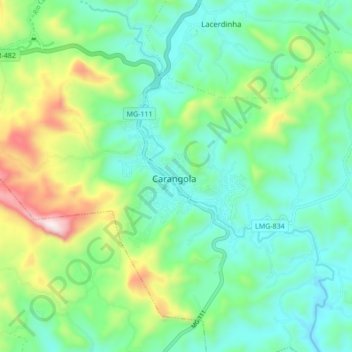 Carangola topographic map, elevation, terrain
