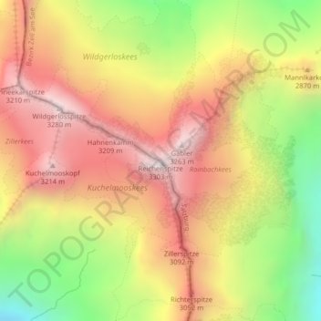 Reichenspitze topographic map, elevation, terrain