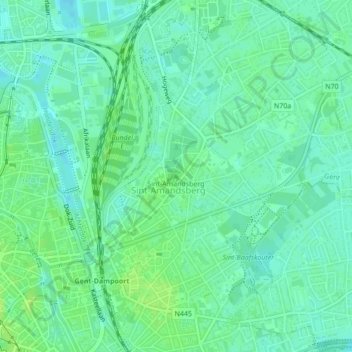 Sint-Amandsberg topographic map, elevation, terrain