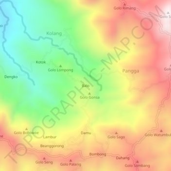 Balo topographic map, elevation, terrain